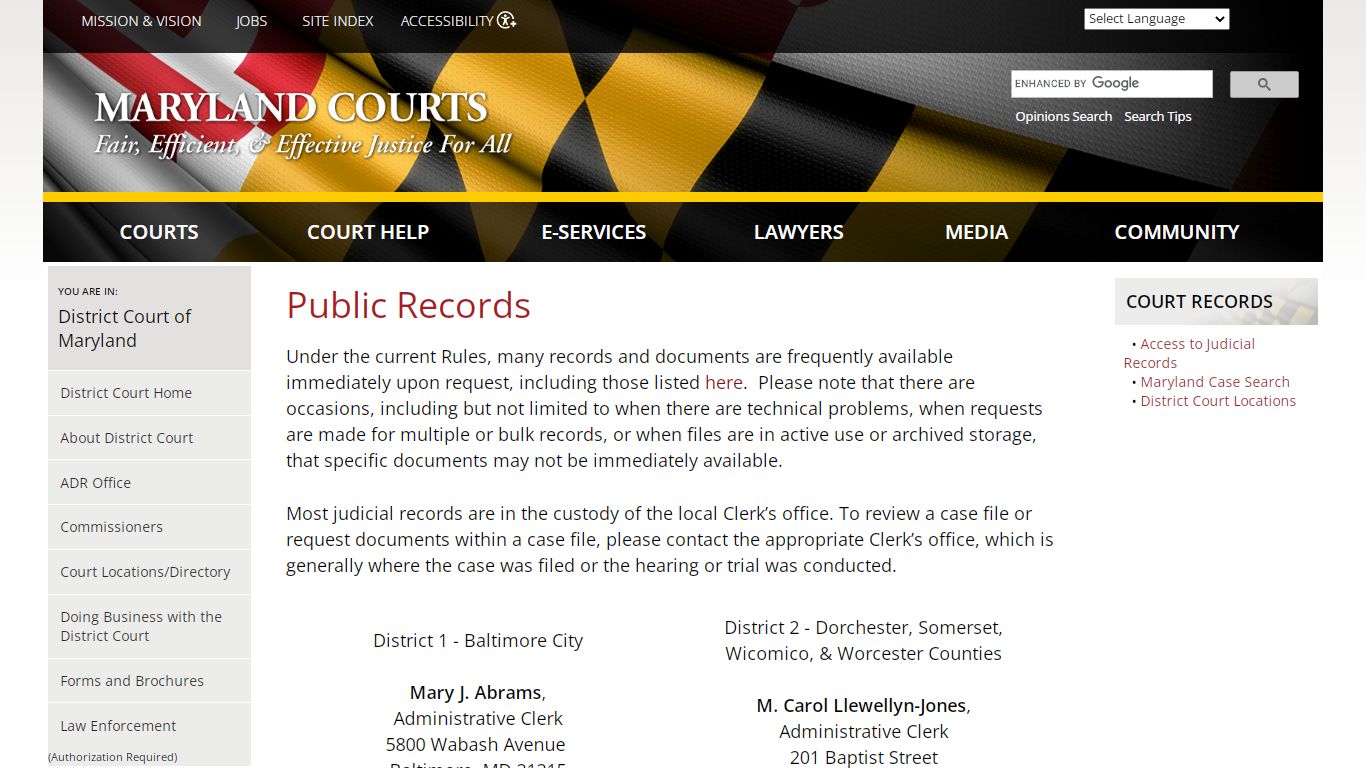 Public Records | Maryland Courts